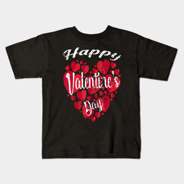 Happy Valentines Day 2022 Couples Matching Red Hearts Kids T-Shirt by vulanstore